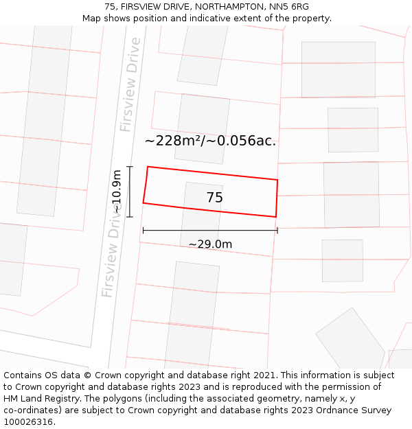 75, FIRSVIEW DRIVE, NORTHAMPTON, NN5 6RG: Plot and title map