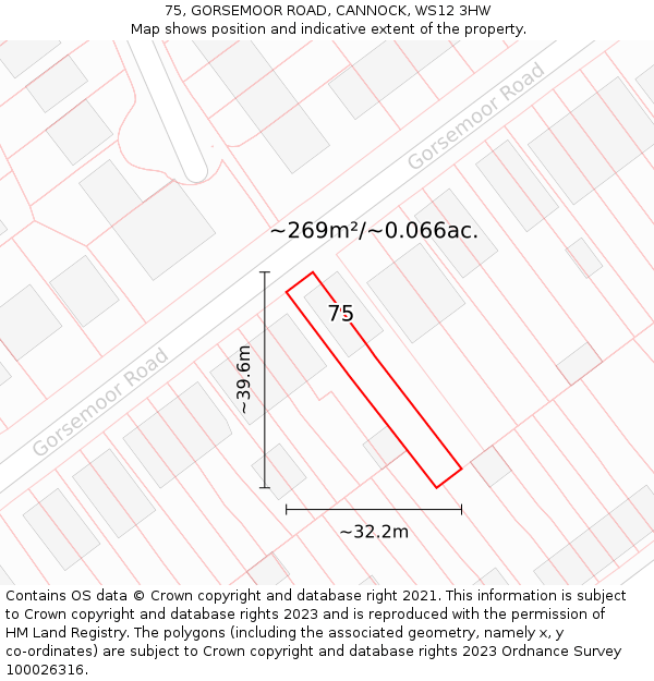 75, GORSEMOOR ROAD, CANNOCK, WS12 3HW: Plot and title map