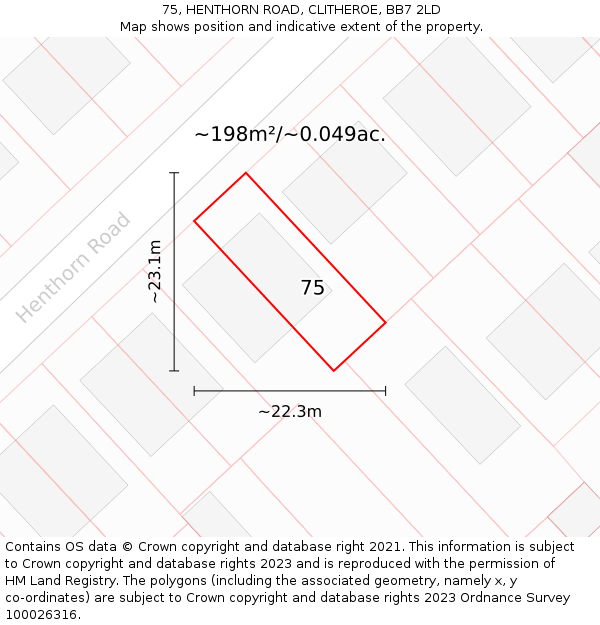 75, HENTHORN ROAD, CLITHEROE, BB7 2LD: Plot and title map