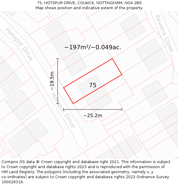 75, HOTSPUR DRIVE, COLWICK, NOTTINGHAM, NG4 2BS: Plot and title map