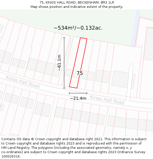 75, KINGS HALL ROAD, BECKENHAM, BR3 1LR: Plot and title map