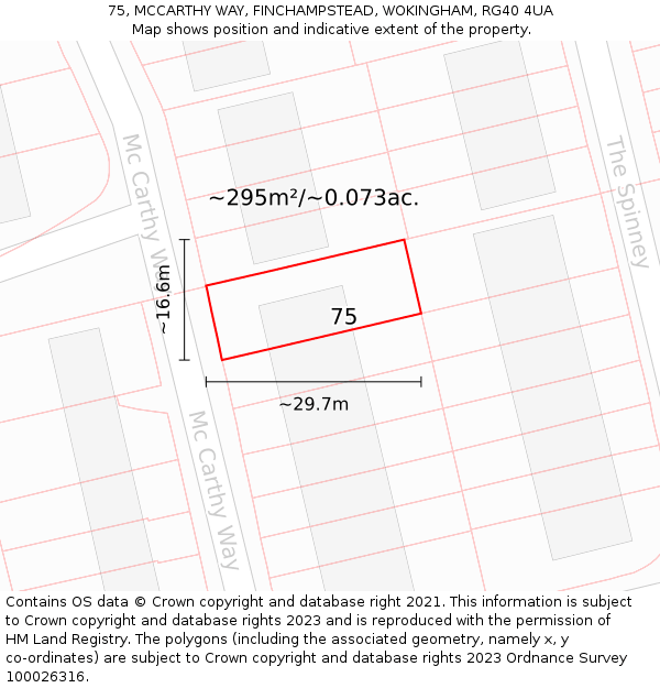 75, MCCARTHY WAY, FINCHAMPSTEAD, WOKINGHAM, RG40 4UA: Plot and title map