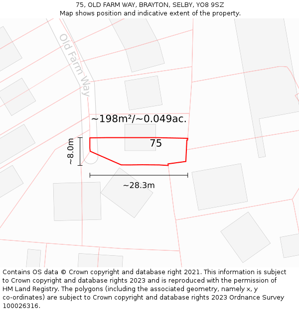 75, OLD FARM WAY, BRAYTON, SELBY, YO8 9SZ: Plot and title map