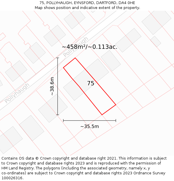 75, POLLYHAUGH, EYNSFORD, DARTFORD, DA4 0HE: Plot and title map