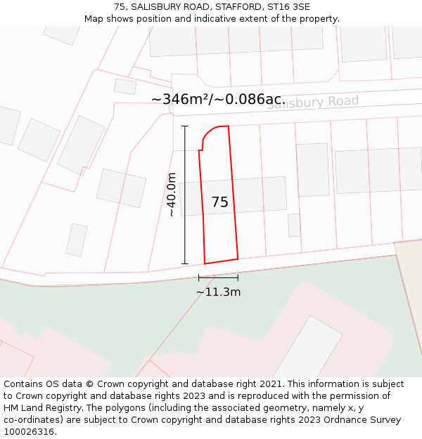 75, SALISBURY ROAD, STAFFORD, ST16 3SE: Plot and title map