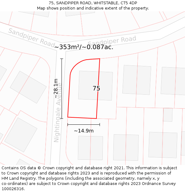 75, SANDPIPER ROAD, WHITSTABLE, CT5 4DP: Plot and title map