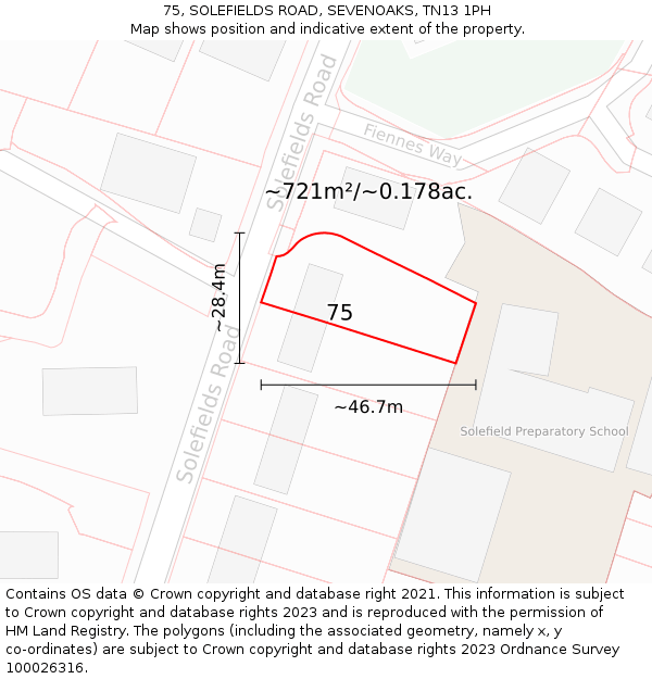 75, SOLEFIELDS ROAD, SEVENOAKS, TN13 1PH: Plot and title map