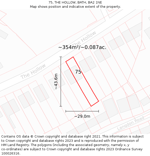 75, THE HOLLOW, BATH, BA2 1NE: Plot and title map