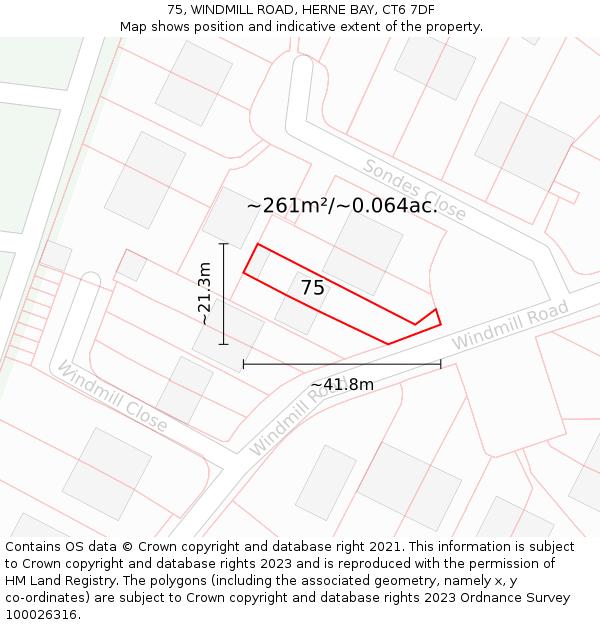 75, WINDMILL ROAD, HERNE BAY, CT6 7DF: Plot and title map