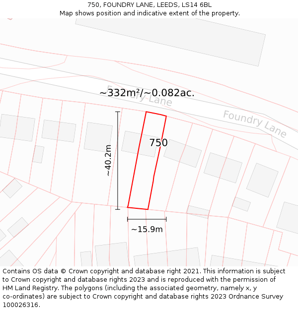 750, FOUNDRY LANE, LEEDS, LS14 6BL: Plot and title map