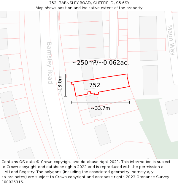 752, BARNSLEY ROAD, SHEFFIELD, S5 6SY: Plot and title map