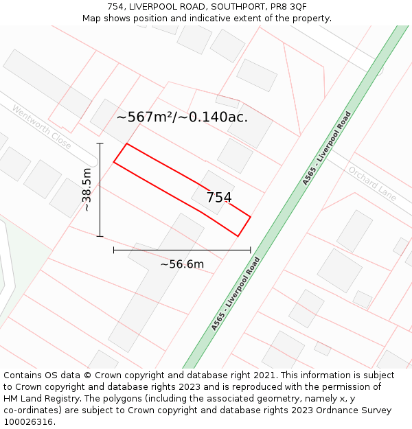 754, LIVERPOOL ROAD, SOUTHPORT, PR8 3QF: Plot and title map