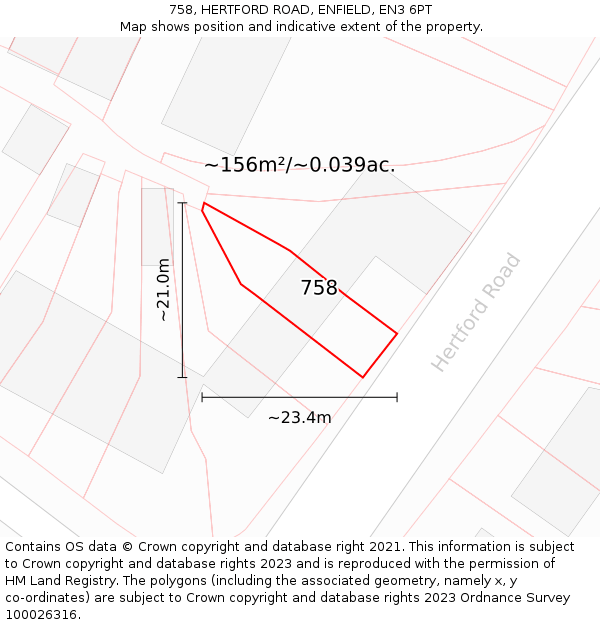 758, HERTFORD ROAD, ENFIELD, EN3 6PT: Plot and title map