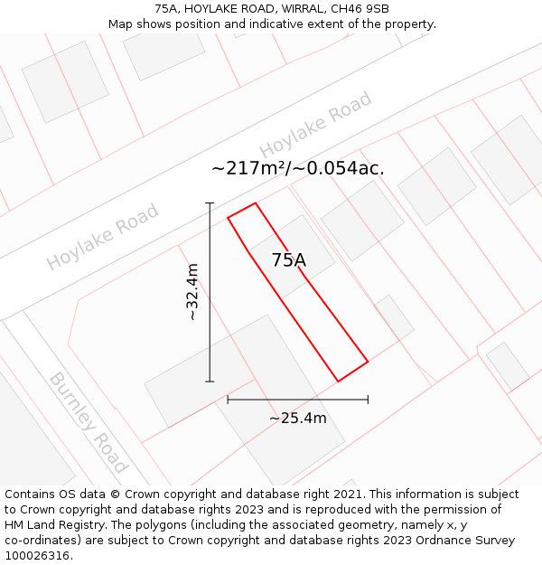 75A, HOYLAKE ROAD, WIRRAL, CH46 9SB: Plot and title map