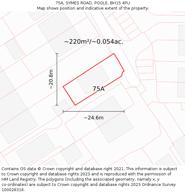 75A, SYMES ROAD, POOLE, BH15 4PU: Plot and title map