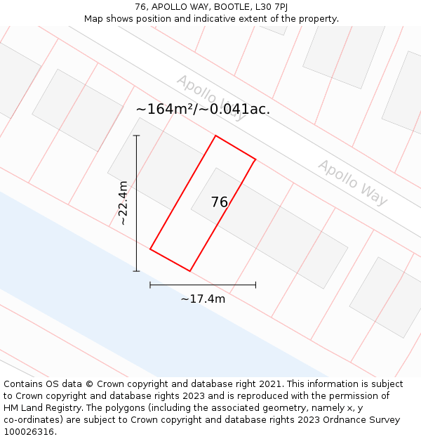 76, APOLLO WAY, BOOTLE, L30 7PJ: Plot and title map