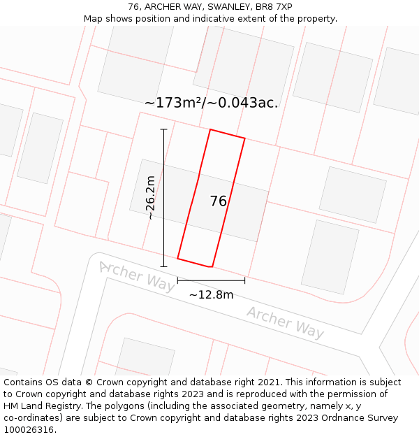 76, ARCHER WAY, SWANLEY, BR8 7XP: Plot and title map