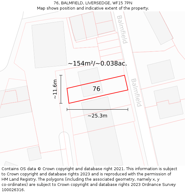 76, BALMFIELD, LIVERSEDGE, WF15 7PN: Plot and title map