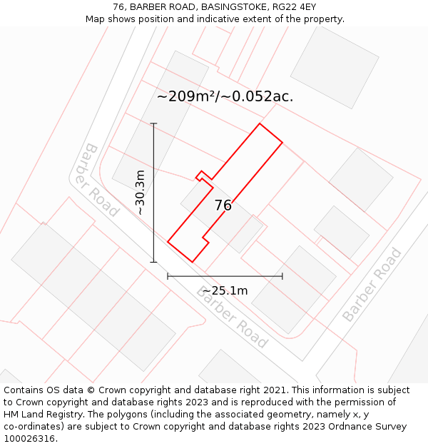 76, BARBER ROAD, BASINGSTOKE, RG22 4EY: Plot and title map