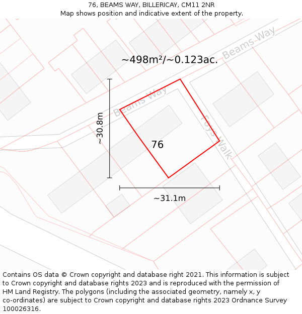 76, BEAMS WAY, BILLERICAY, CM11 2NR: Plot and title map