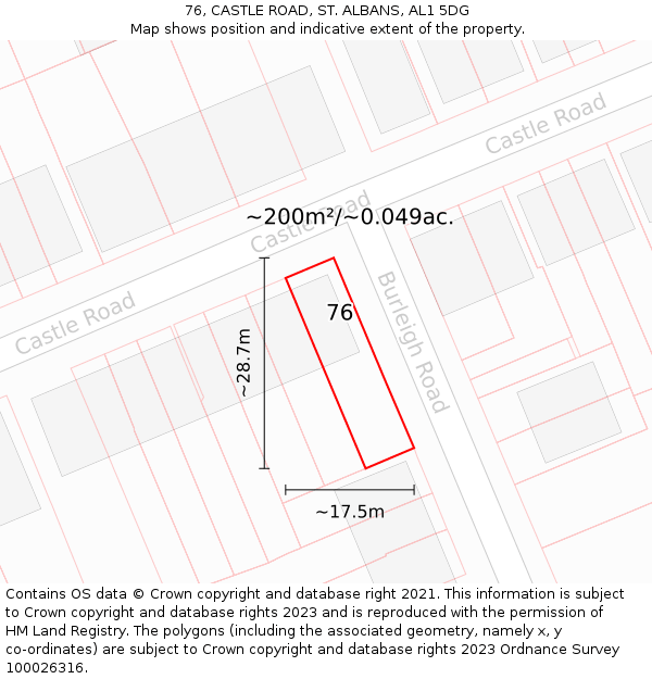 76, CASTLE ROAD, ST. ALBANS, AL1 5DG: Plot and title map