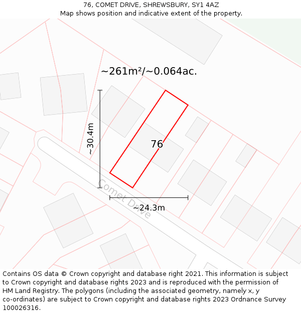 76, COMET DRIVE, SHREWSBURY, SY1 4AZ: Plot and title map