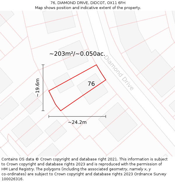 76, DIAMOND DRIVE, DIDCOT, OX11 6FH: Plot and title map