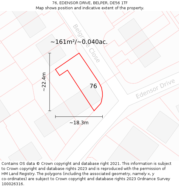 76, EDENSOR DRIVE, BELPER, DE56 1TF: Plot and title map