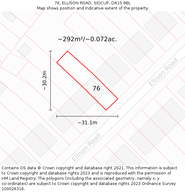 76, ELLISON ROAD, SIDCUP, DA15 8BL: Plot and title map