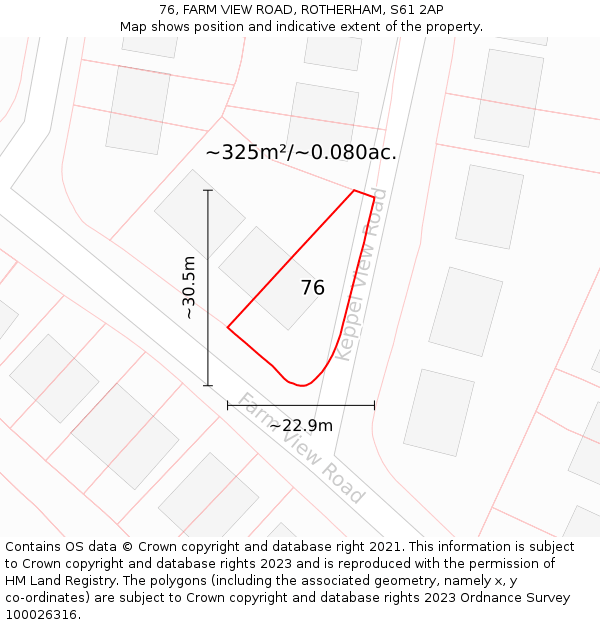 76, FARM VIEW ROAD, ROTHERHAM, S61 2AP: Plot and title map