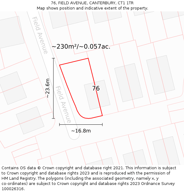 76, FIELD AVENUE, CANTERBURY, CT1 1TR: Plot and title map