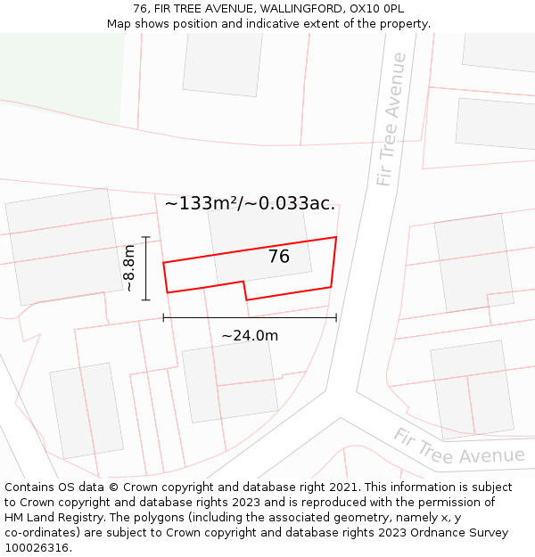 76, FIR TREE AVENUE, WALLINGFORD, OX10 0PL: Plot and title map