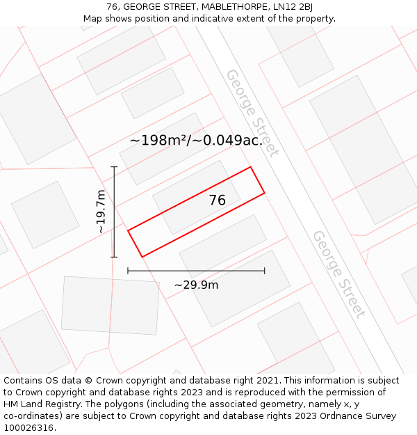 76, GEORGE STREET, MABLETHORPE, LN12 2BJ: Plot and title map