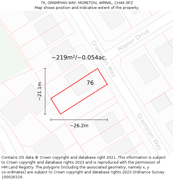 76, GRAMPIAN WAY, MORETON, WIRRAL, CH46 0PZ: Plot and title map