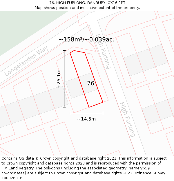 76, HIGH FURLONG, BANBURY, OX16 1PT: Plot and title map