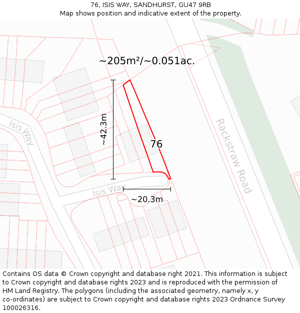 76, ISIS WAY, SANDHURST, GU47 9RB: Plot and title map