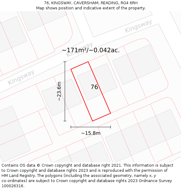 76, KINGSWAY, CAVERSHAM, READING, RG4 6RH: Plot and title map
