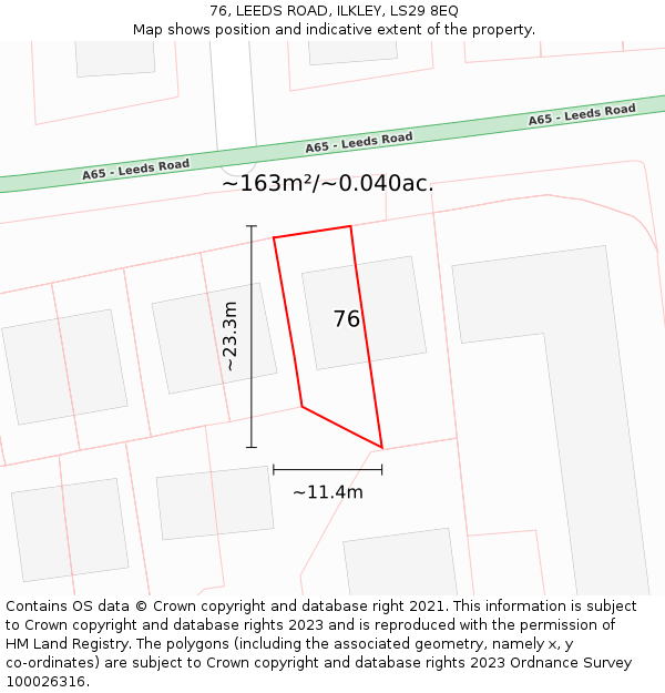 76, LEEDS ROAD, ILKLEY, LS29 8EQ: Plot and title map
