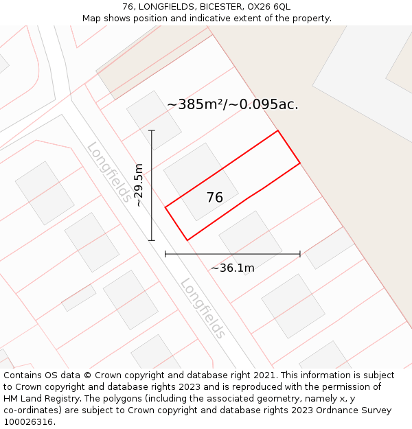 76, LONGFIELDS, BICESTER, OX26 6QL: Plot and title map