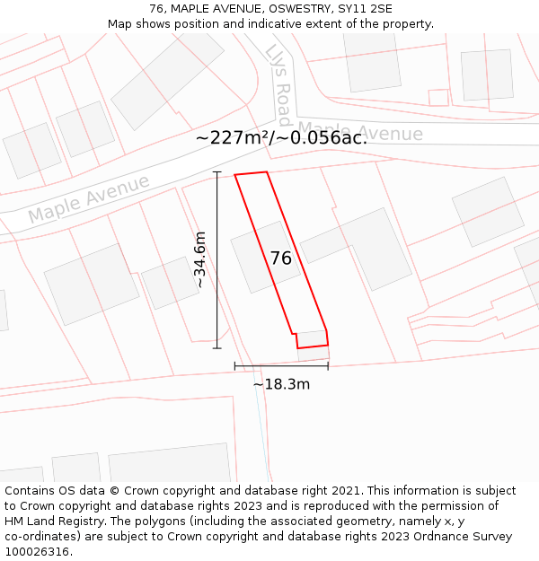 76, MAPLE AVENUE, OSWESTRY, SY11 2SE: Plot and title map