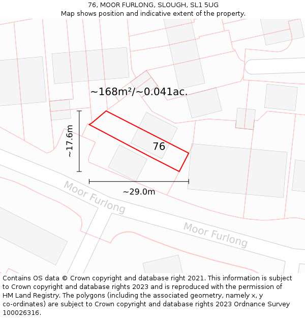 76, MOOR FURLONG, SLOUGH, SL1 5UG: Plot and title map