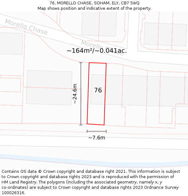 76, MORELLO CHASE, SOHAM, ELY, CB7 5WQ: Plot and title map