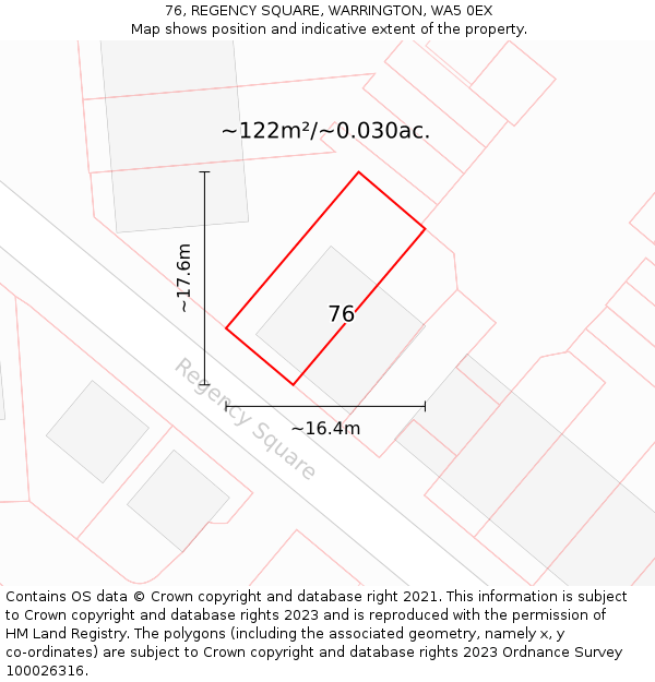 76, REGENCY SQUARE, WARRINGTON, WA5 0EX: Plot and title map