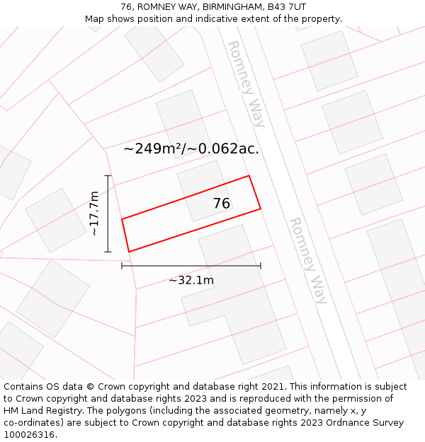 76, ROMNEY WAY, BIRMINGHAM, B43 7UT: Plot and title map