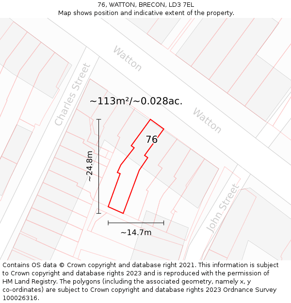 76, WATTON, BRECON, LD3 7EL: Plot and title map