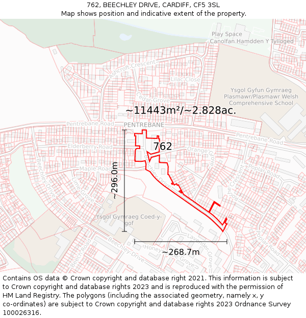 762, BEECHLEY DRIVE, CARDIFF, CF5 3SL: Plot and title map