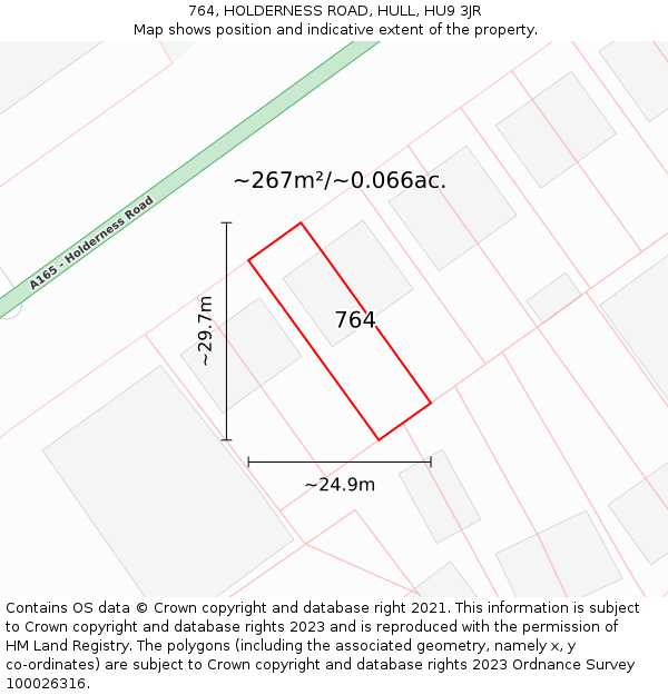 764, HOLDERNESS ROAD, HULL, HU9 3JR: Plot and title map