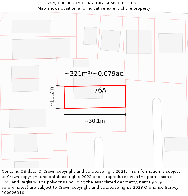 76A, CREEK ROAD, HAYLING ISLAND, PO11 9RE: Plot and title map