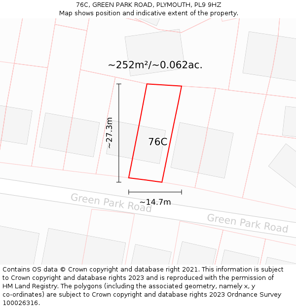 76C, GREEN PARK ROAD, PLYMOUTH, PL9 9HZ: Plot and title map