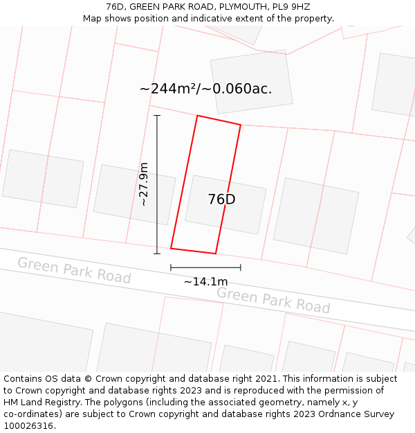 76D, GREEN PARK ROAD, PLYMOUTH, PL9 9HZ: Plot and title map